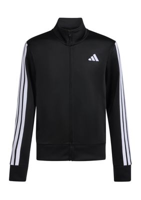 adidas Boys 8-20 Long Sleeve Full-Zip Essential Tricot Jacket, Black, XL