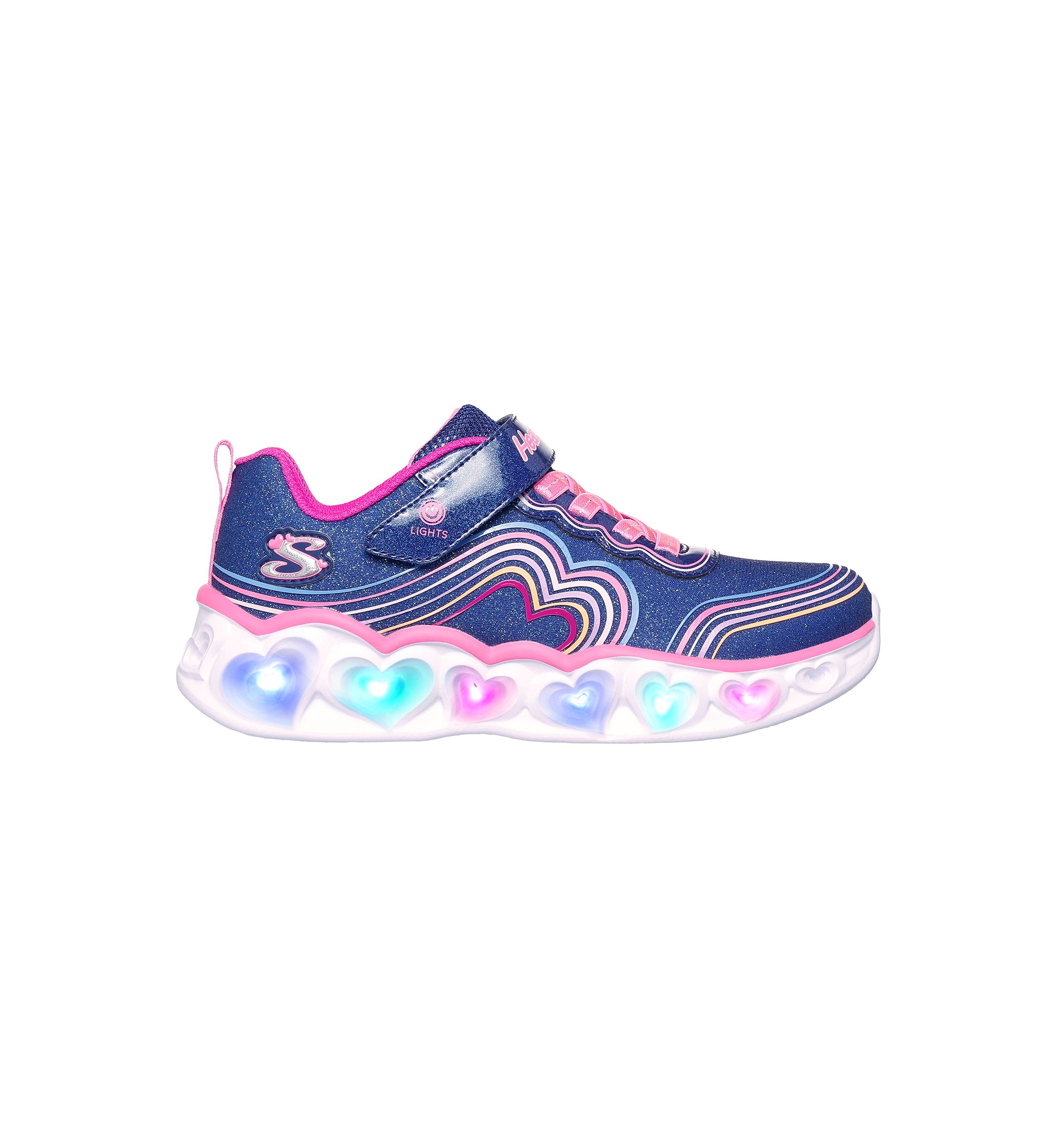 Youth Girls Heart Lights® Sneakers - Retro Hearts