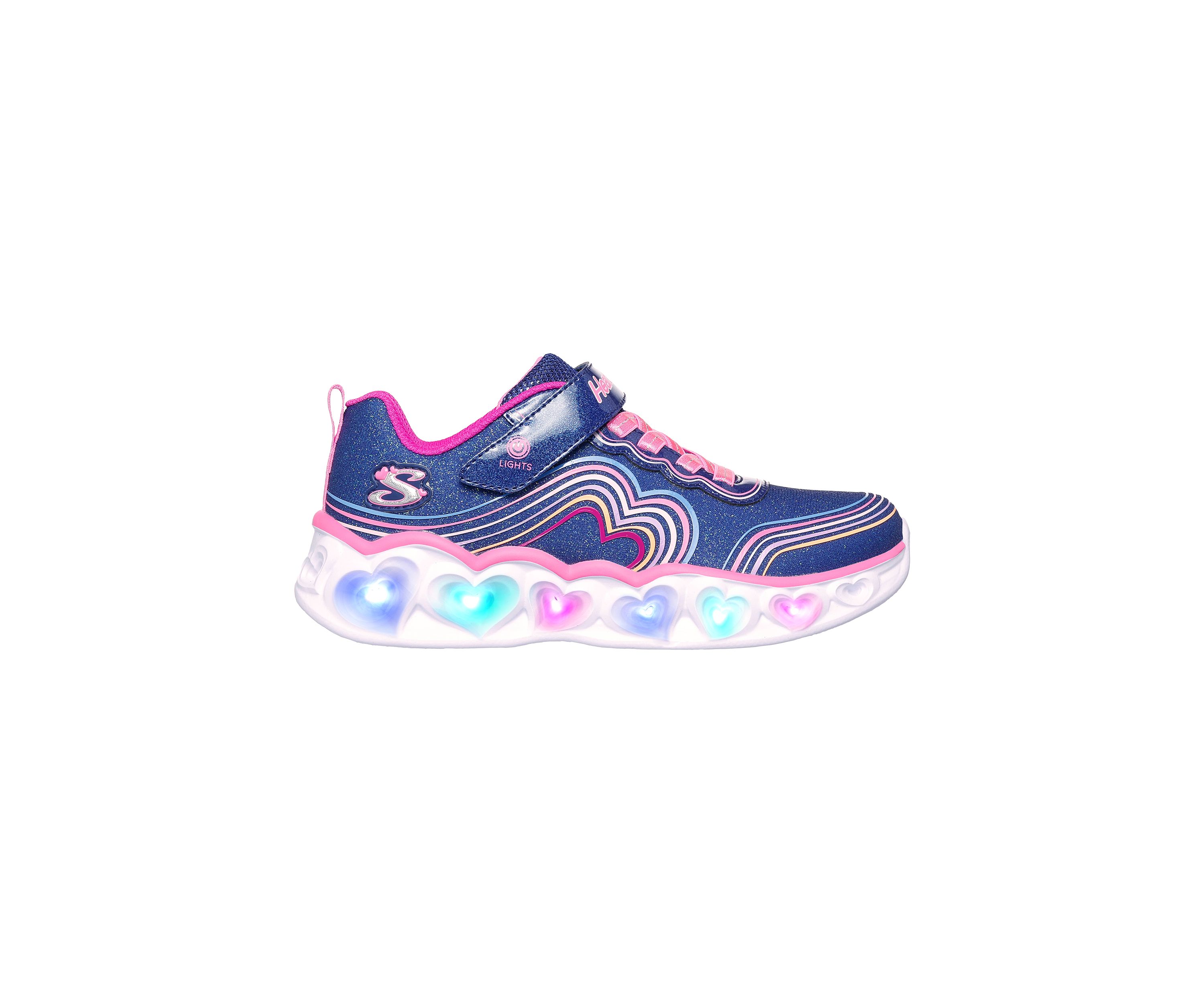 Youth Girls Heart Lights® Sneakers - Retro Hearts