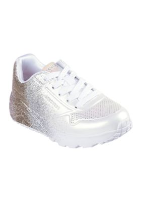 Skechers Big Kid Girls Uno Lite Sneakers- Metallic Shimmers, 12M Little Kid