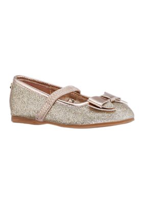 Nina Kids Toddler Girls Kenzee Glitter Bow Flats, 7M Little Kid