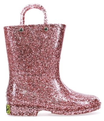 Western Chief Toddler/Youth Girl's Glitter Rose Gold Rain Boot