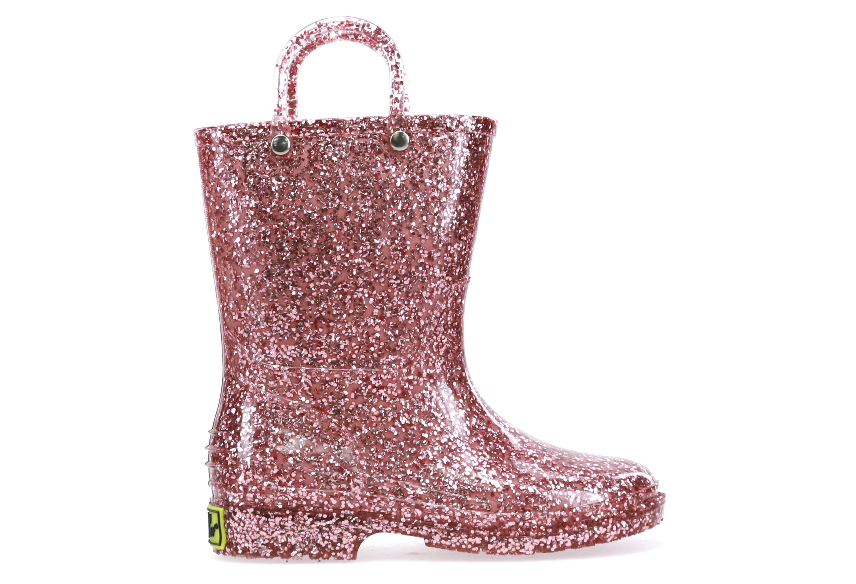 Toddler/Youth Girls Glitter Rose Gold Rain Boot