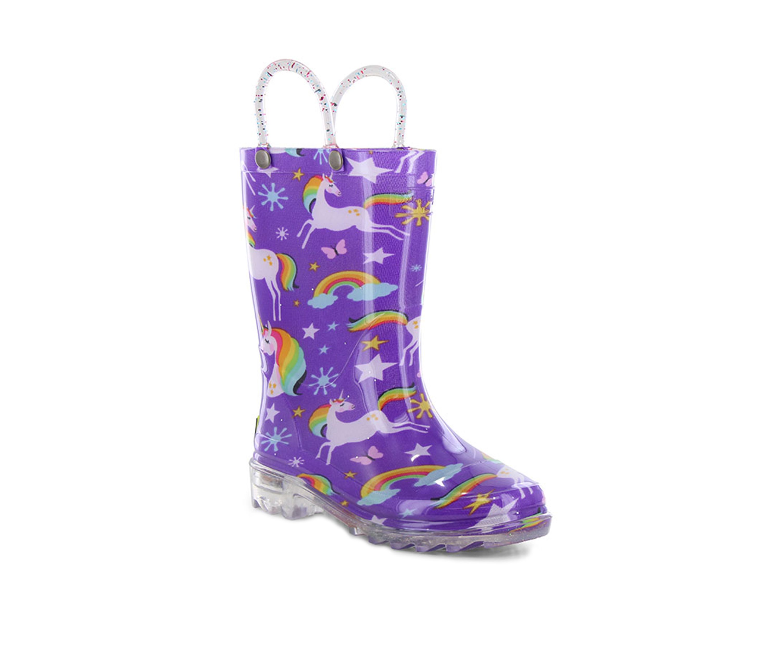 Toddler/Youth Girls Rainbow Unicorn Lighted Rain Boot