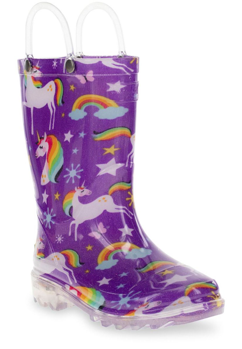 Toddler/Youth Girls Rainbow Unicorn Lighted Rain Boot