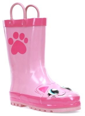 Toddler/Youth Girl's Pink Kitty Rain Boot