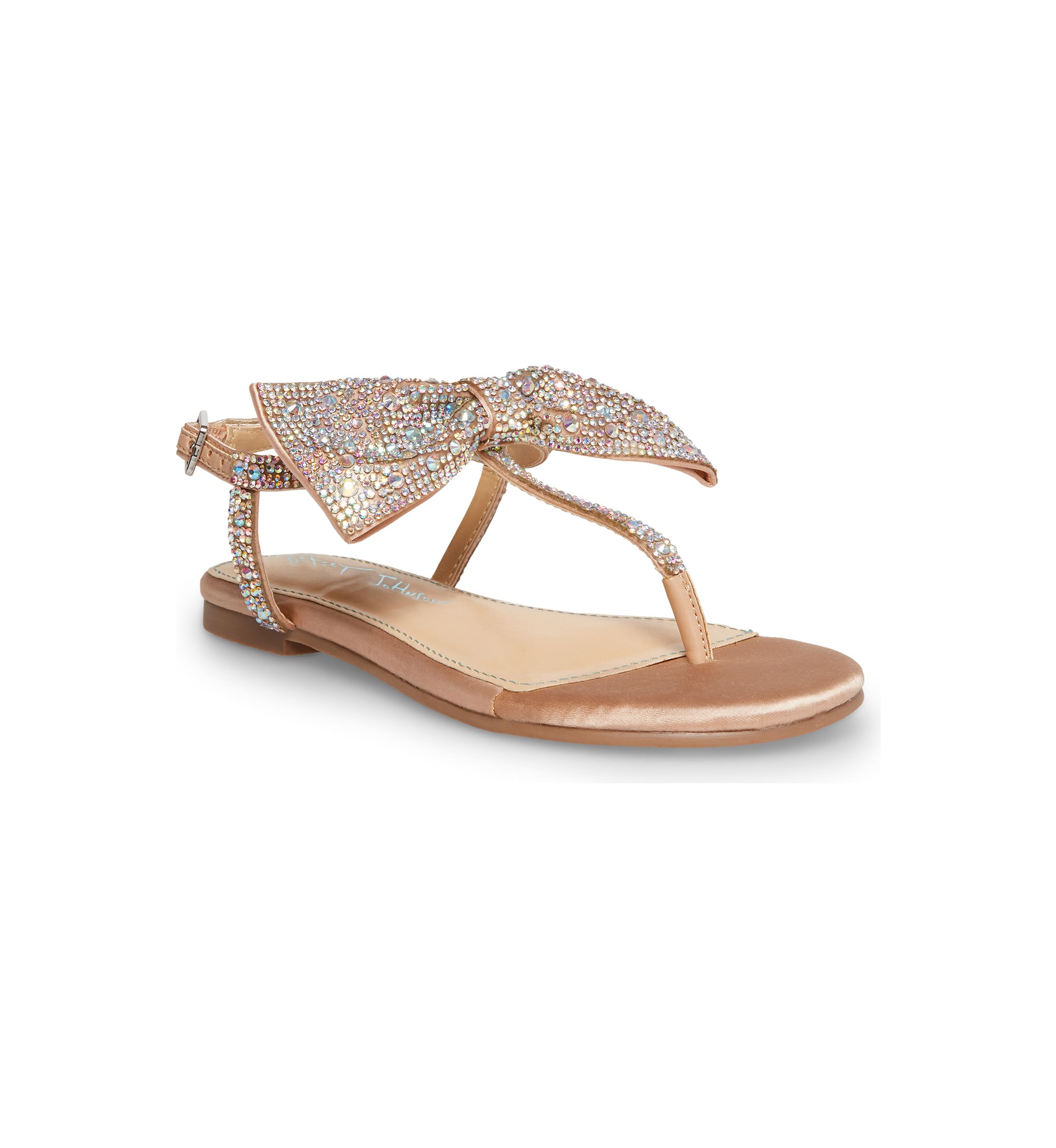 Big Kid Girls Sasha Rhinestone Bow T-Sandals