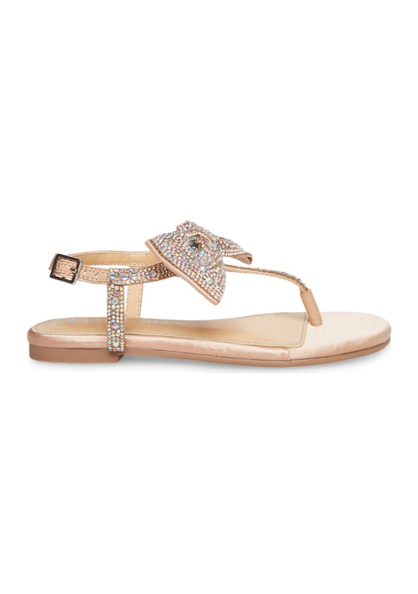 Big Kid Girls Sasha Rhinestone Bow T-Sandals