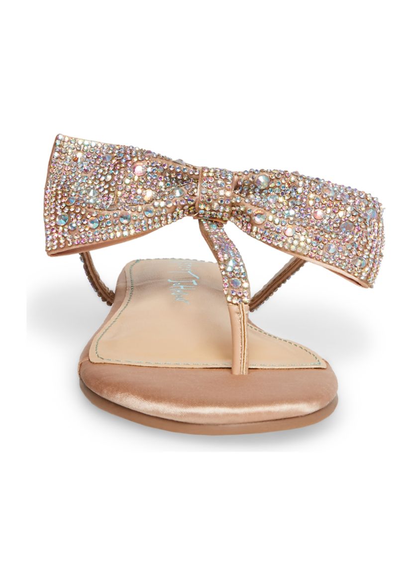 Big Kid Girls Sasha Rhinestone Bow T-Sandals