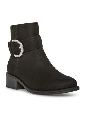Steve Madden Youth Girls Buckled Booties, Black, 2M Big Kid