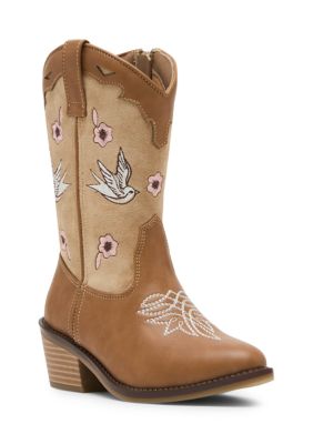 Steve Madden Big Kid Girls Nectar Embroidered Western Boots, 4M Big Kid
