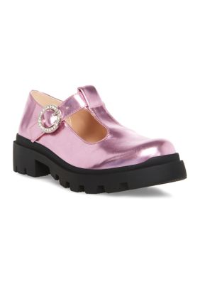 Steve Madden Youth Girls Suzey Lug Sole Flats, Pink, 4M Big Kid