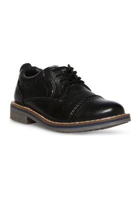 Steve Madden Toddler Boys Toliverr Cap Toe Oxfords, Black, 12M Little Kid