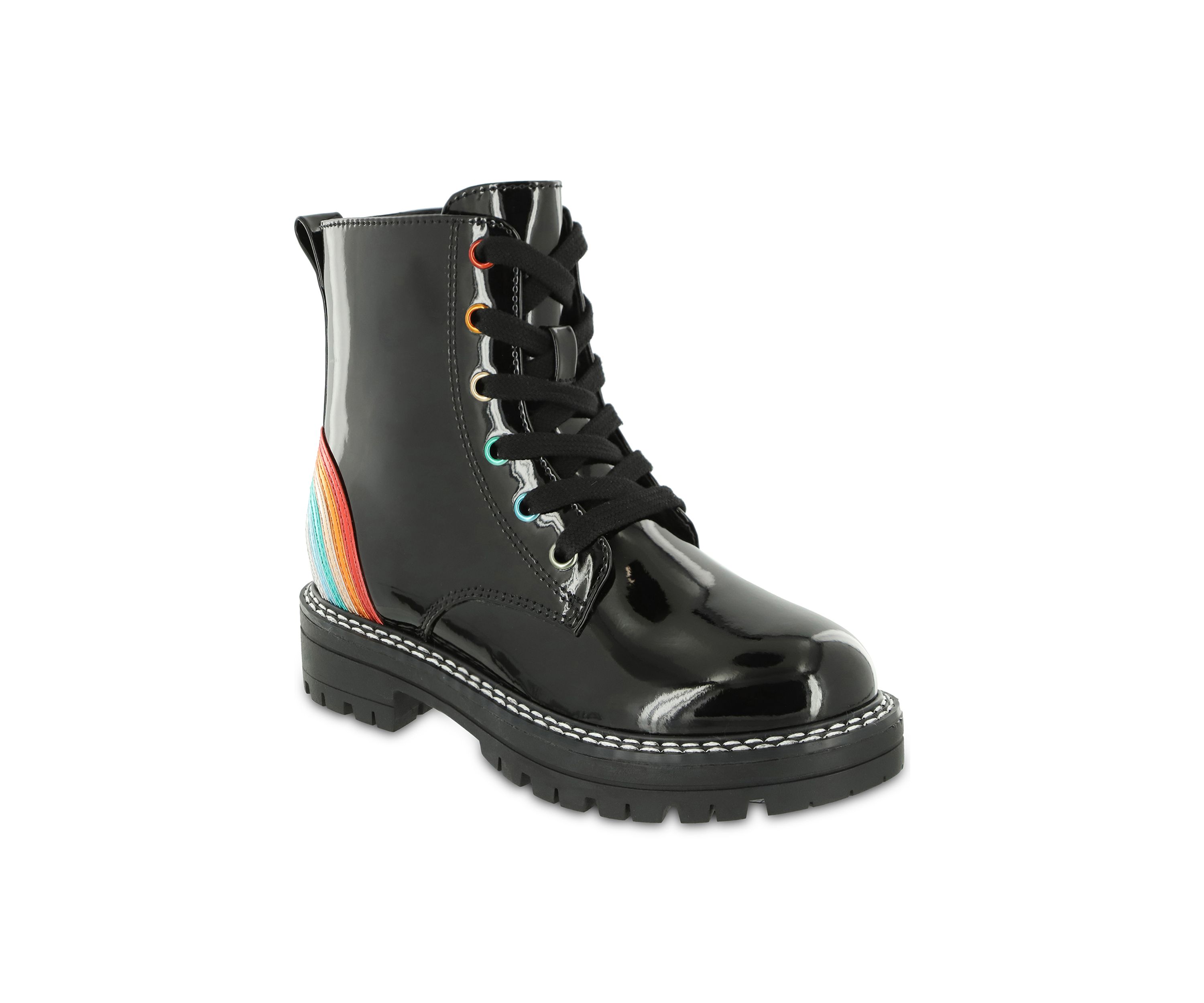 Youth Girls Padma Patent Rainbow Combat Boots