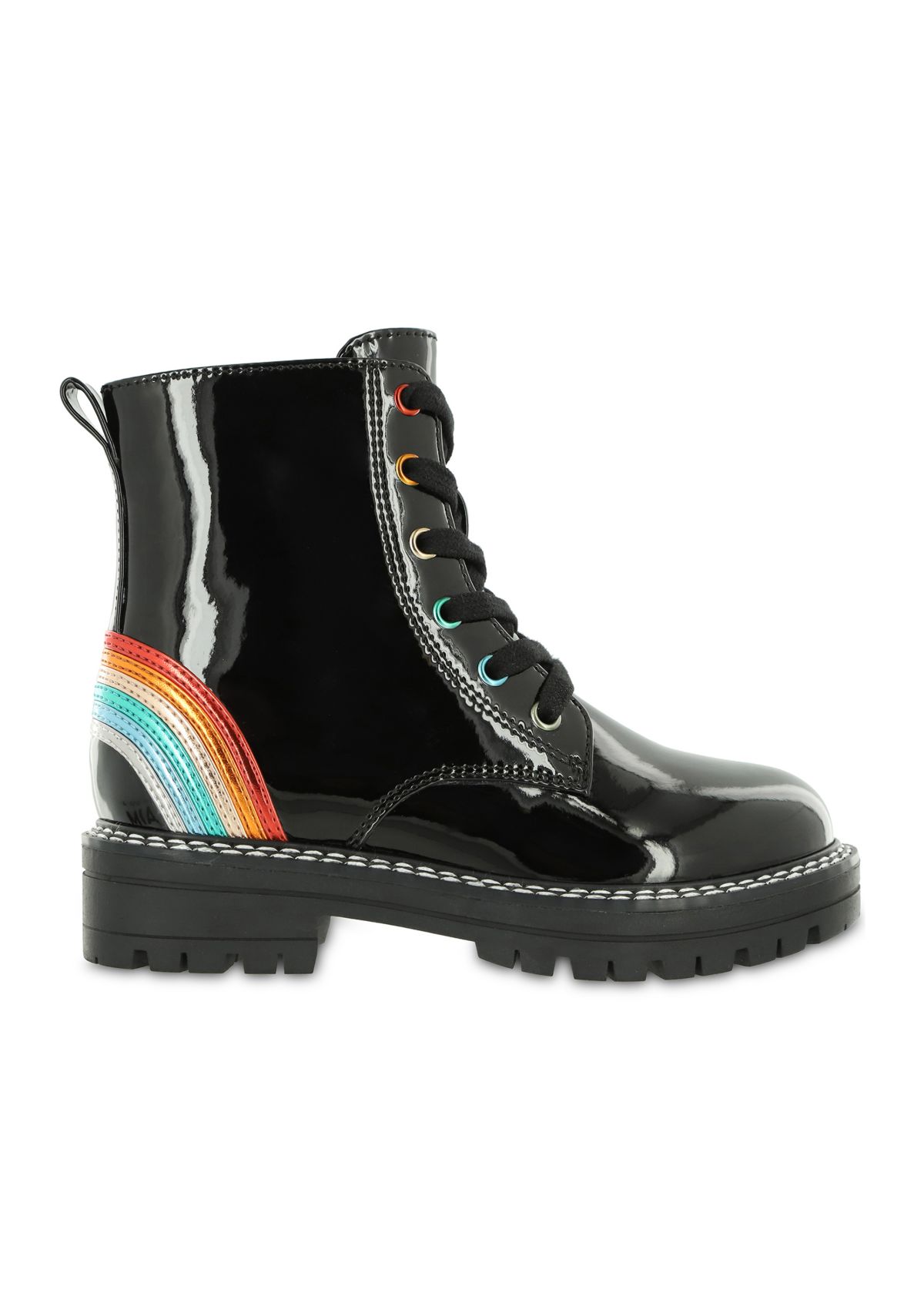 Youth Girls Padma Patent Rainbow Combat Boots
