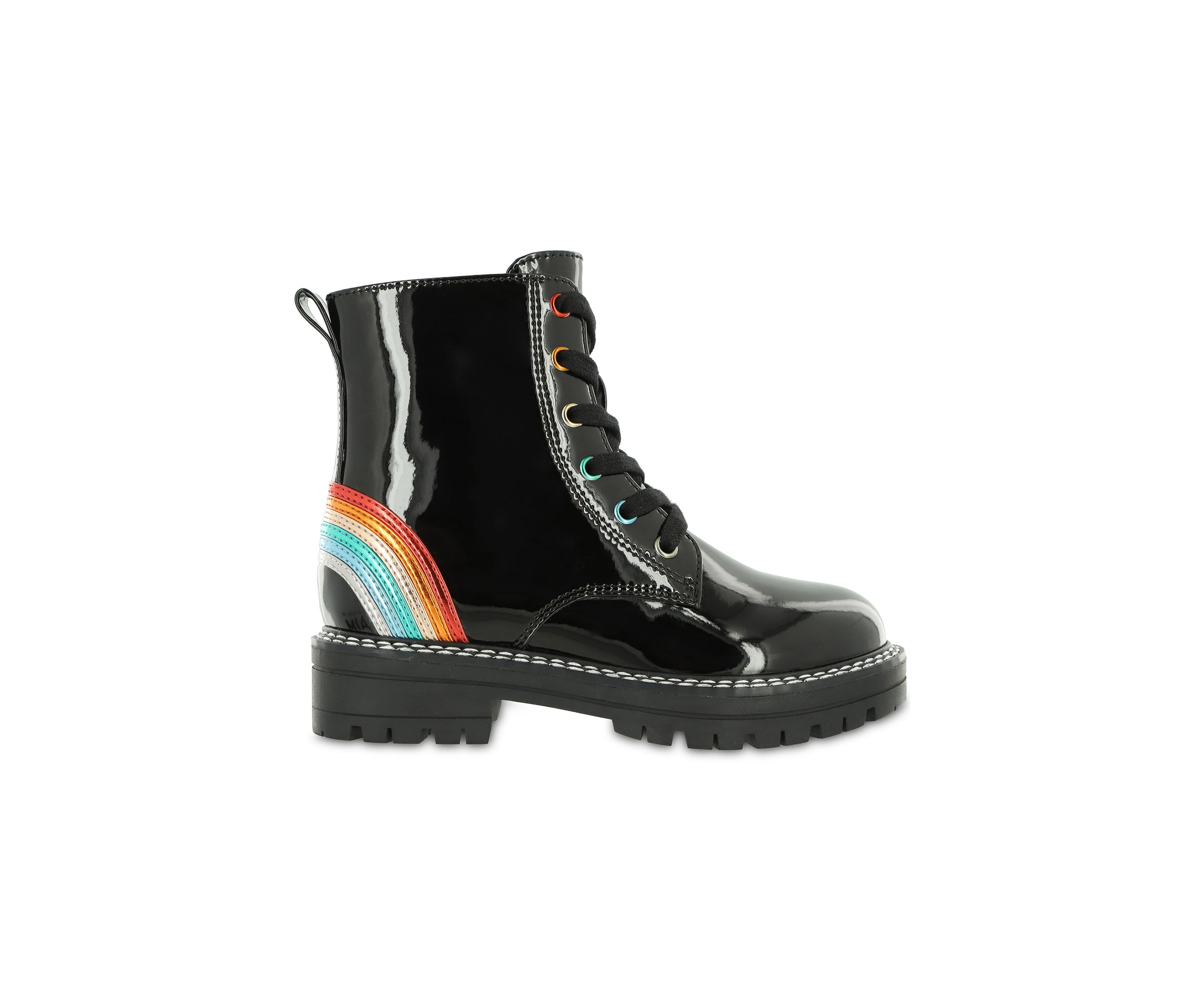 Youth Girls Padma Patent Rainbow Combat Boots