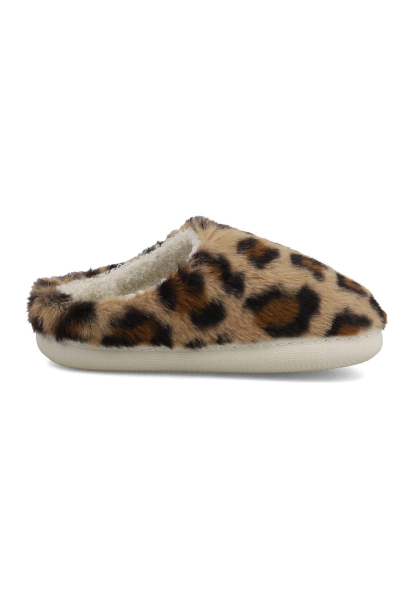 Big Kid Girls Leopard Print Scuff Slippers