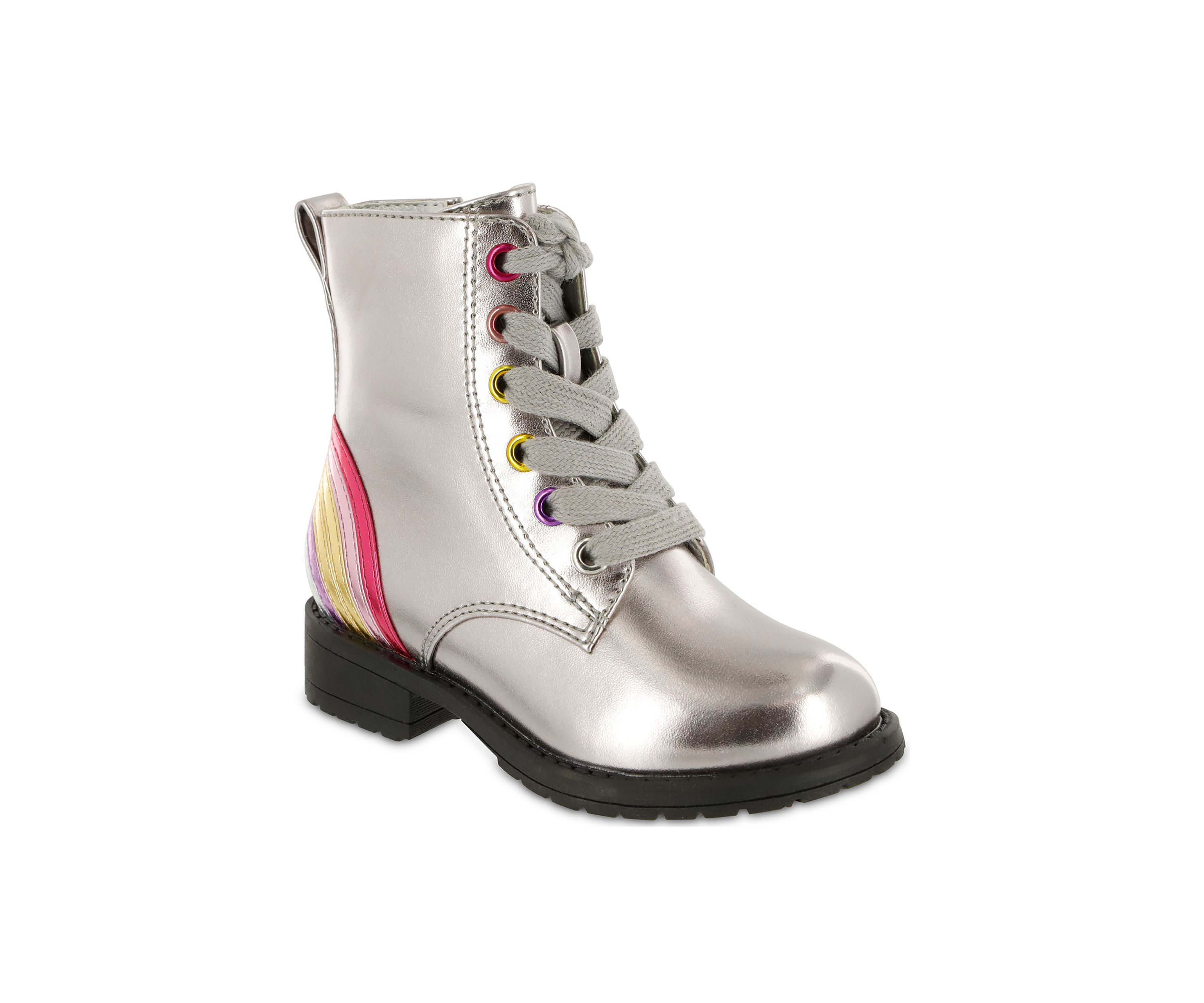 Girls Metallic Rainbow Combat Boots
