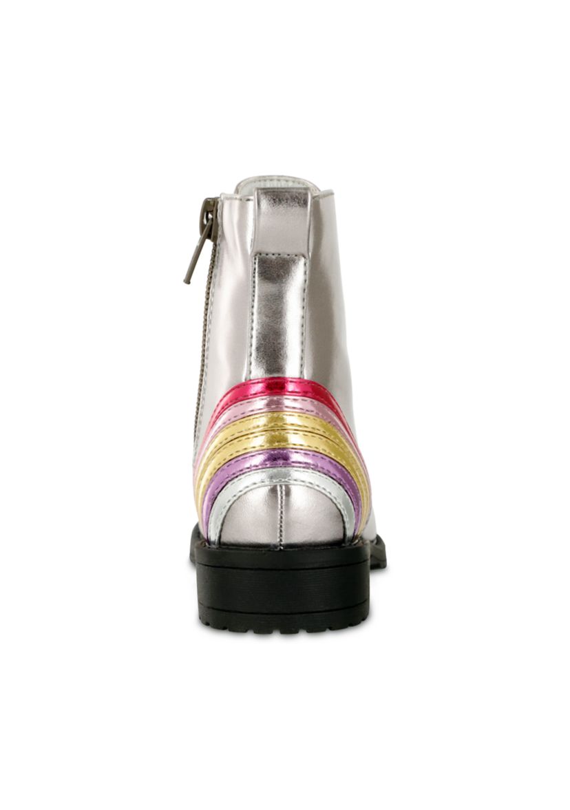 Girls Metallic Rainbow Combat Boots