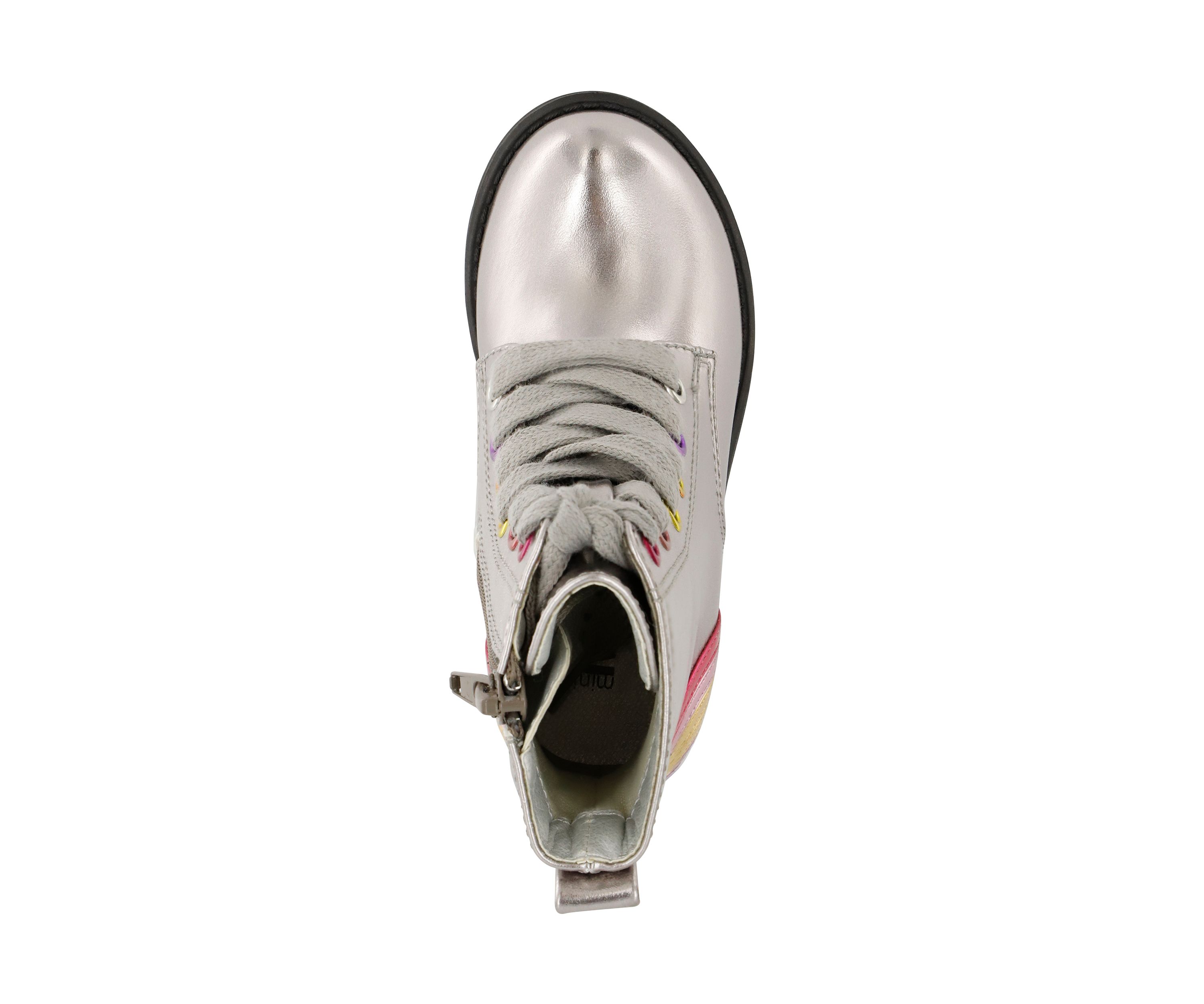Girls Metallic Rainbow Combat Boots