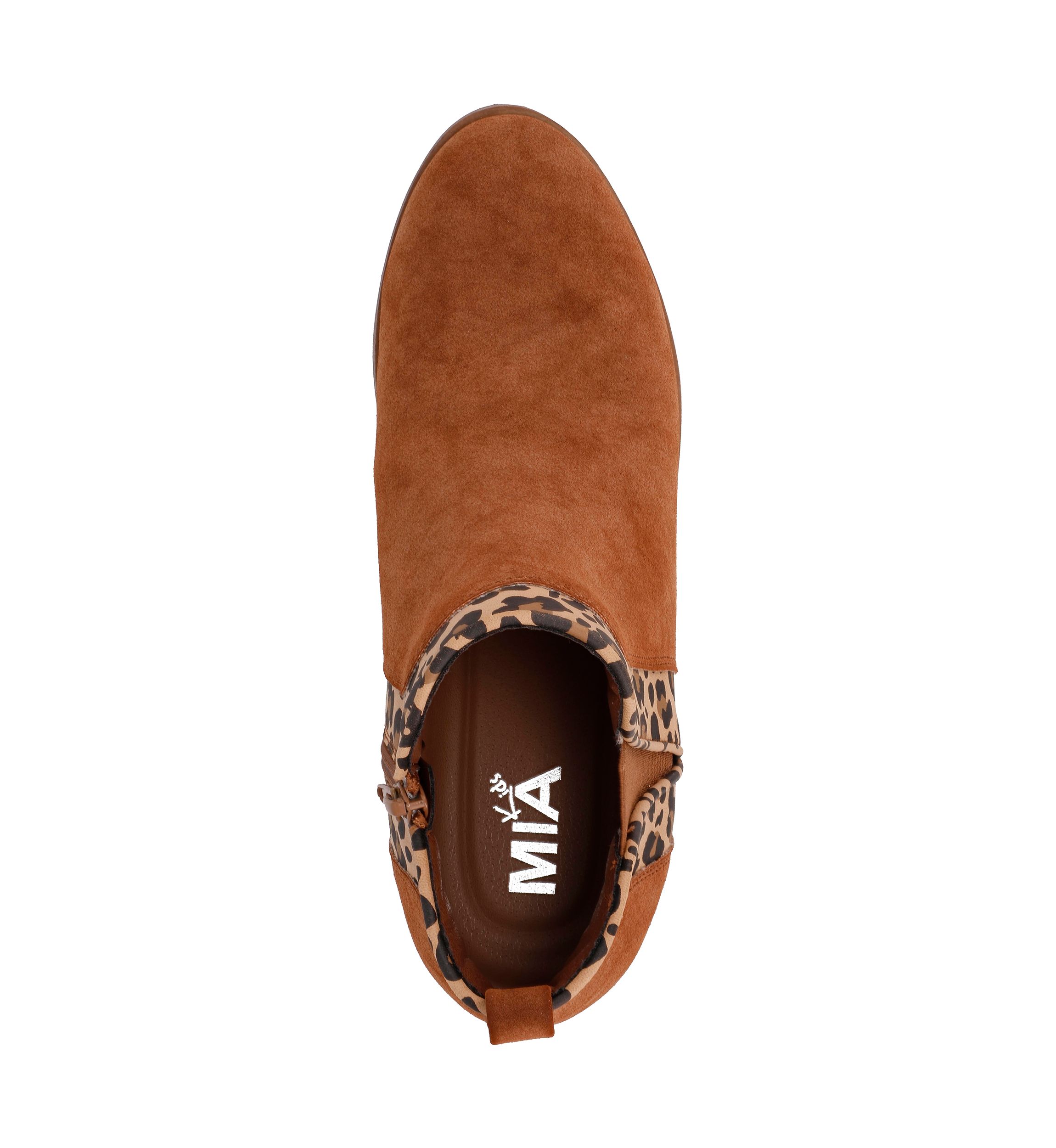 Youth Girls Leopard Print Trim Booties
