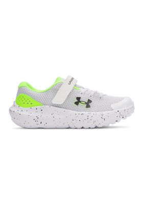 Under Armour Big Kid Boys Pre-School UA Surge 4 AC Running Shoes, White, 11M Little Kid
