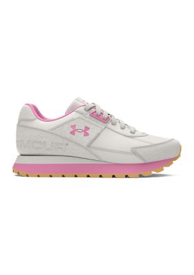 Under Armour Big Kid Girls GS Essential Runner Sneakers, White, 5M Big Kid