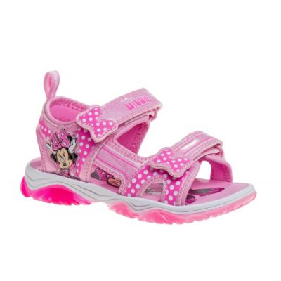 Disney Minnie Mouse Toddler Sandals w/ 3 White Lights, Pink, 12M Little Kid