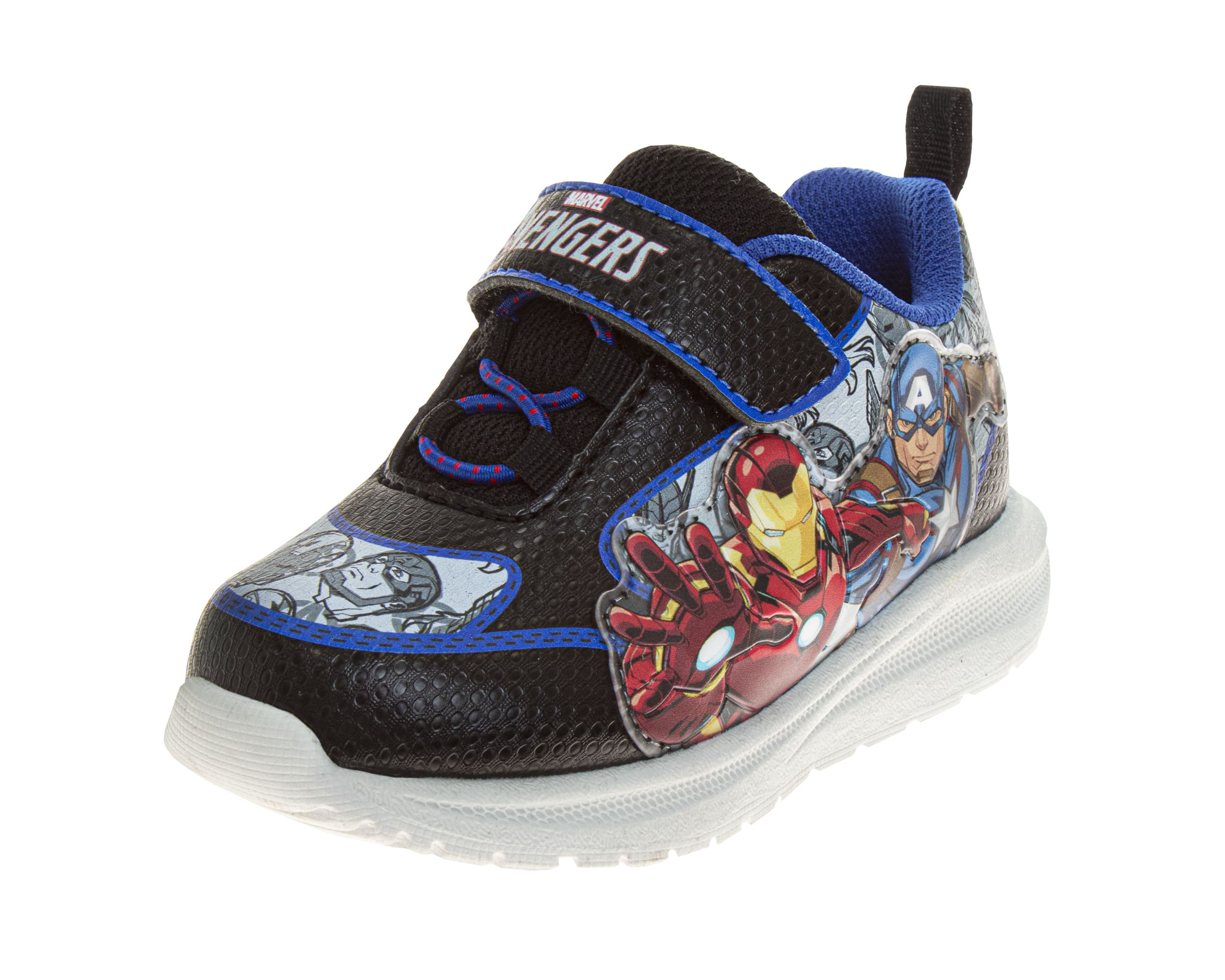 Marvel Avengers, Iron Man, Captain America Boys Light Up Sneakers. (Toddler/Little Kids)