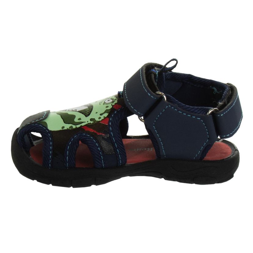 Rugged Bear Boys Mighty Dinosaur Hook and Loop Closed Toe Sport Sandals. (Toddler/Little Kids).
