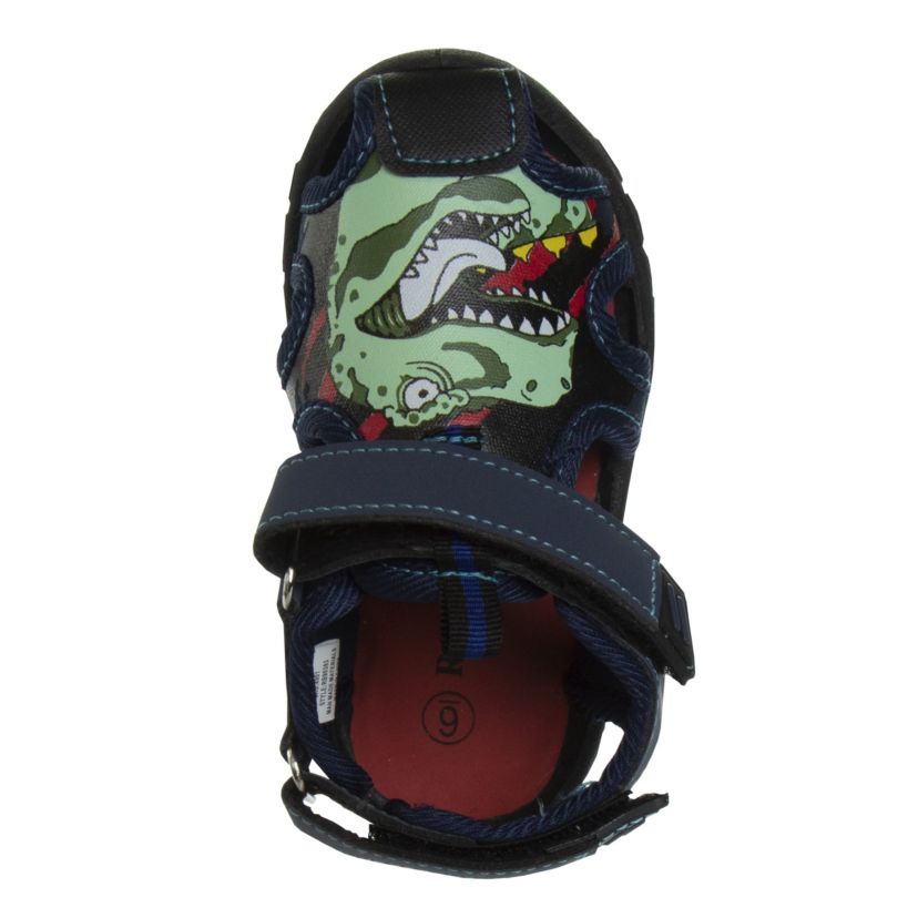 Rugged Bear Boys Mighty Dinosaur Hook and Loop Closed Toe Sport Sandals. (Toddler/Little Kids).