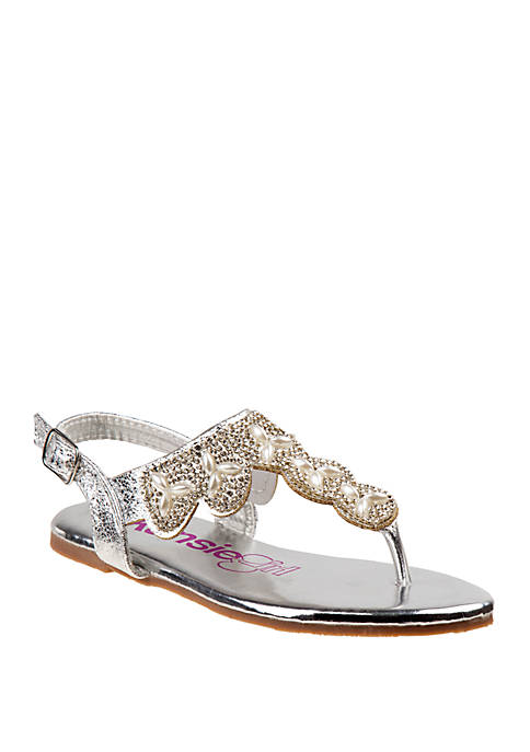 Kensie Girl Toddler Girls Thong Sandals with Rhinestones and Pearls | belk