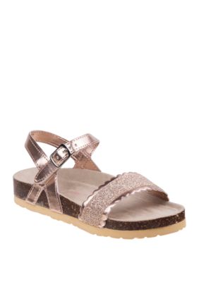 rose gold glitter cork sandals