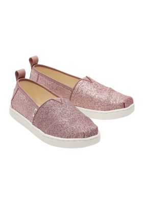 TOMS® Youth Girls Alpargata Glitter Slip On Flats