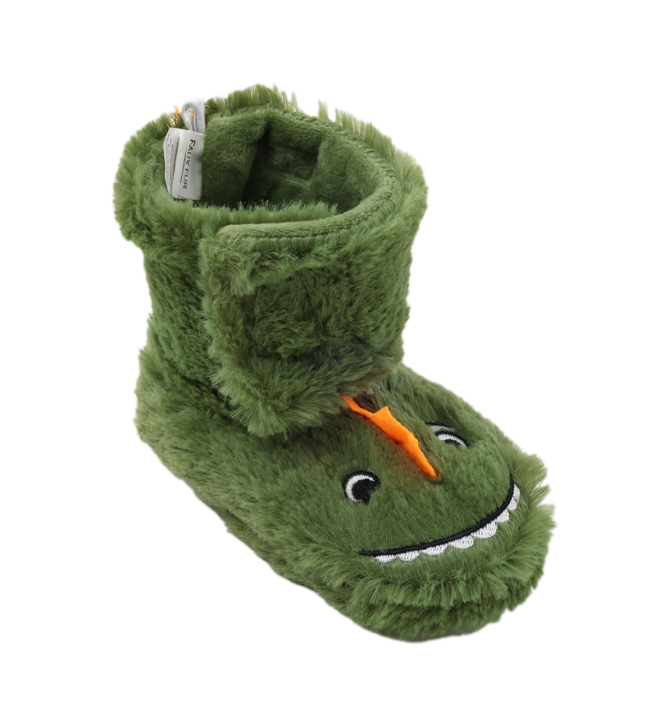 Toddler Boys Happy Dino Fur Slippers
