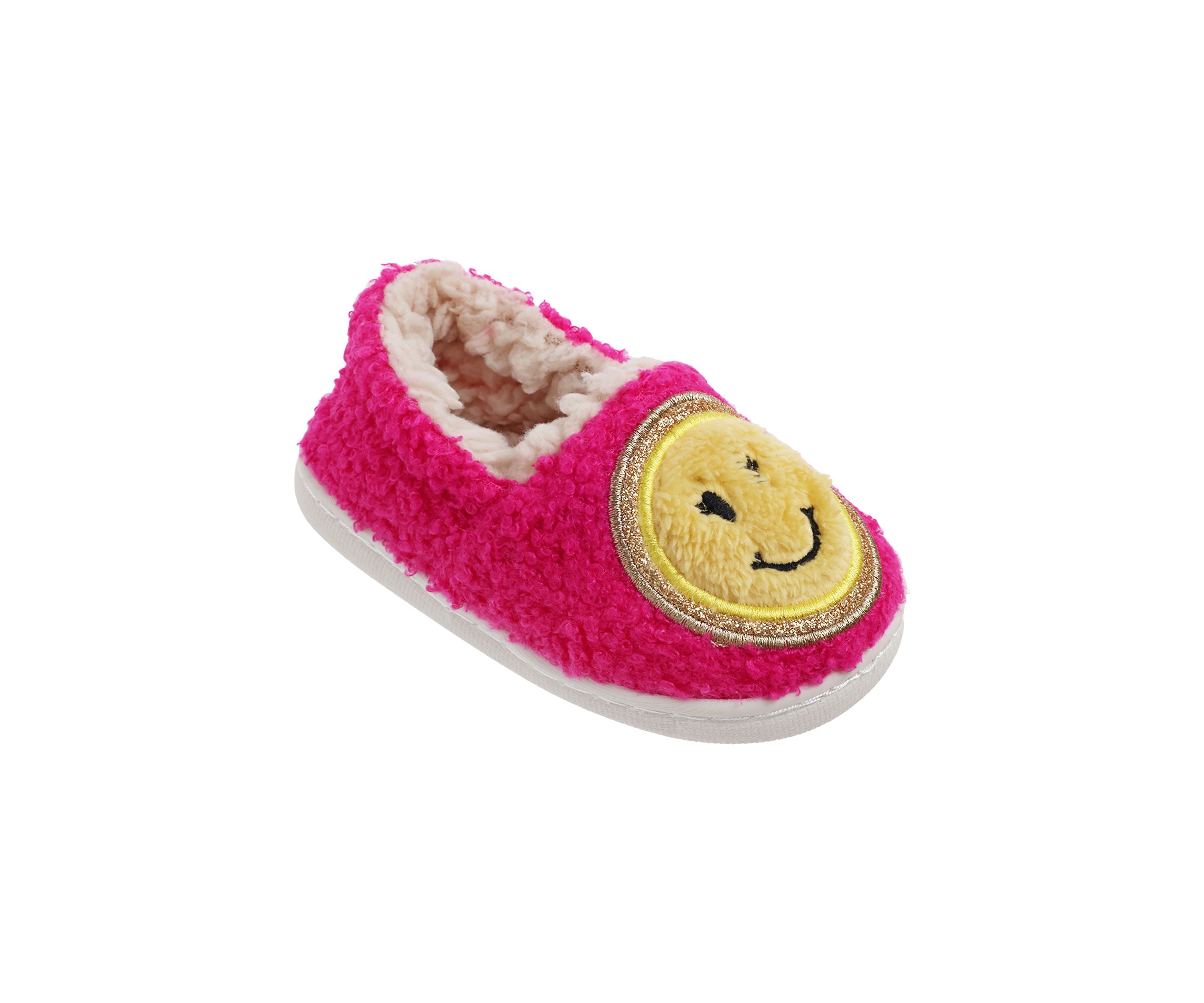Toddler Girls Smiley Face Slippers