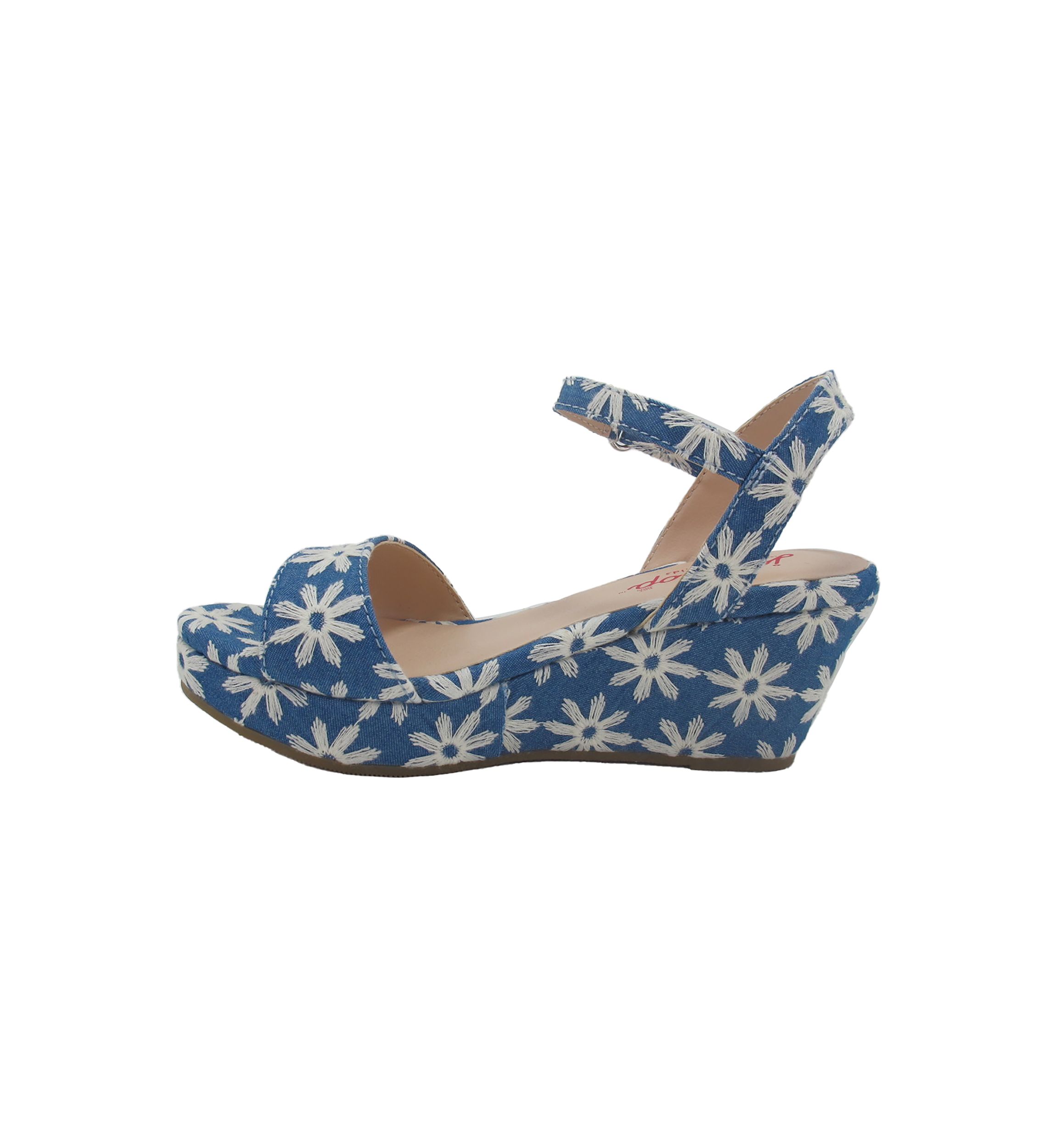 Youth Girls Scenery Denim Daisy Flatform Sandals