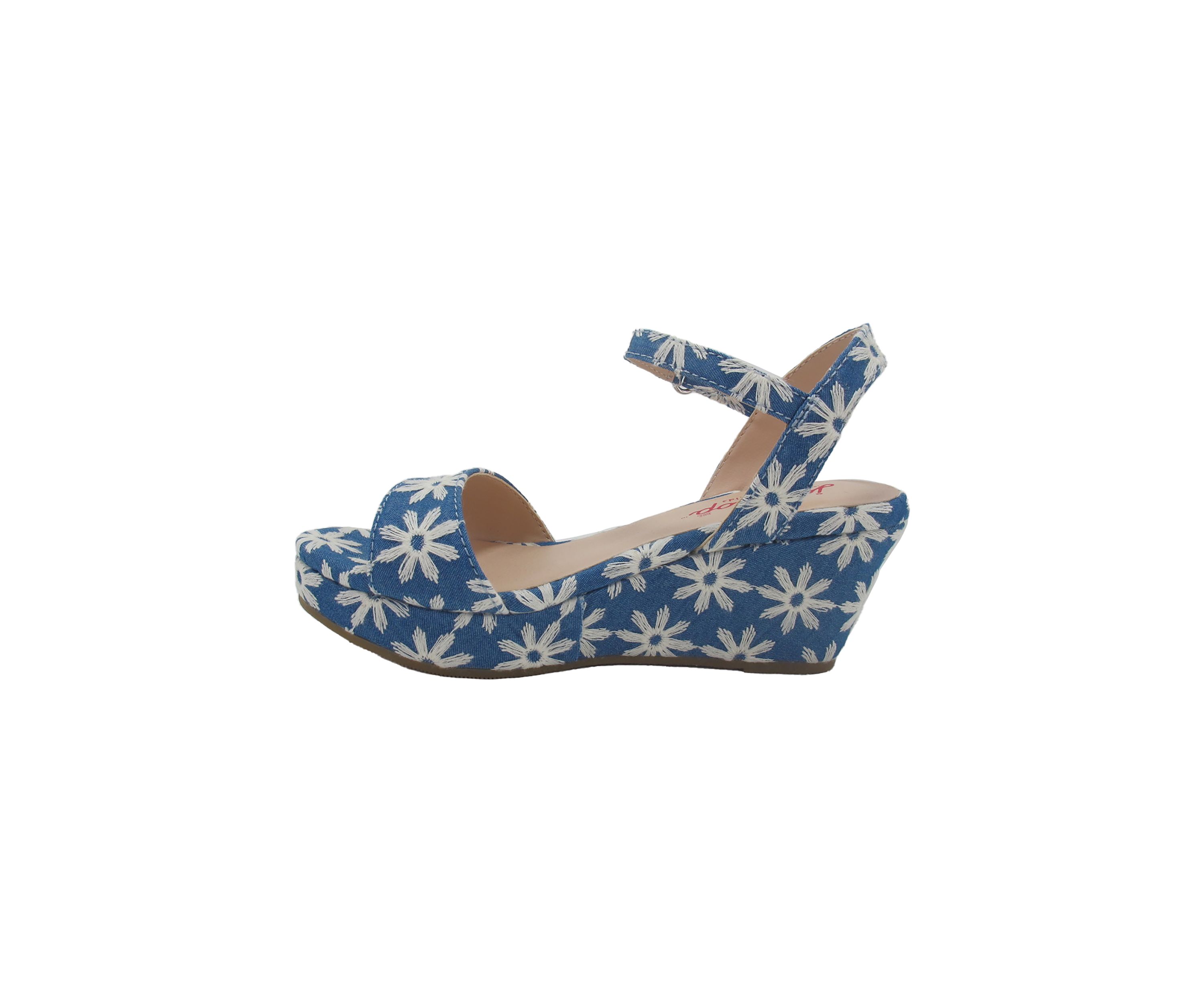 Youth Girls Scenery Denim Daisy Flatform Sandals