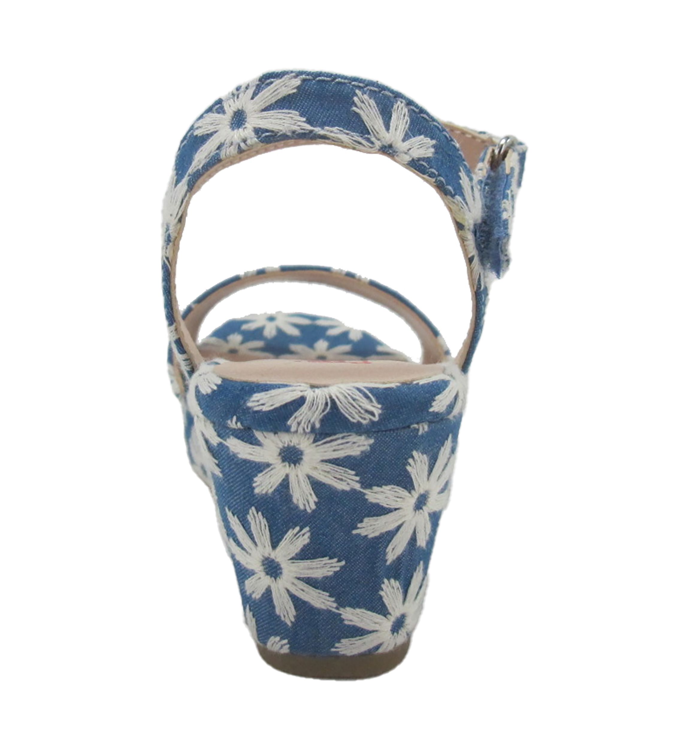 Youth Girls Scenery Denim Daisy Flatform Sandals