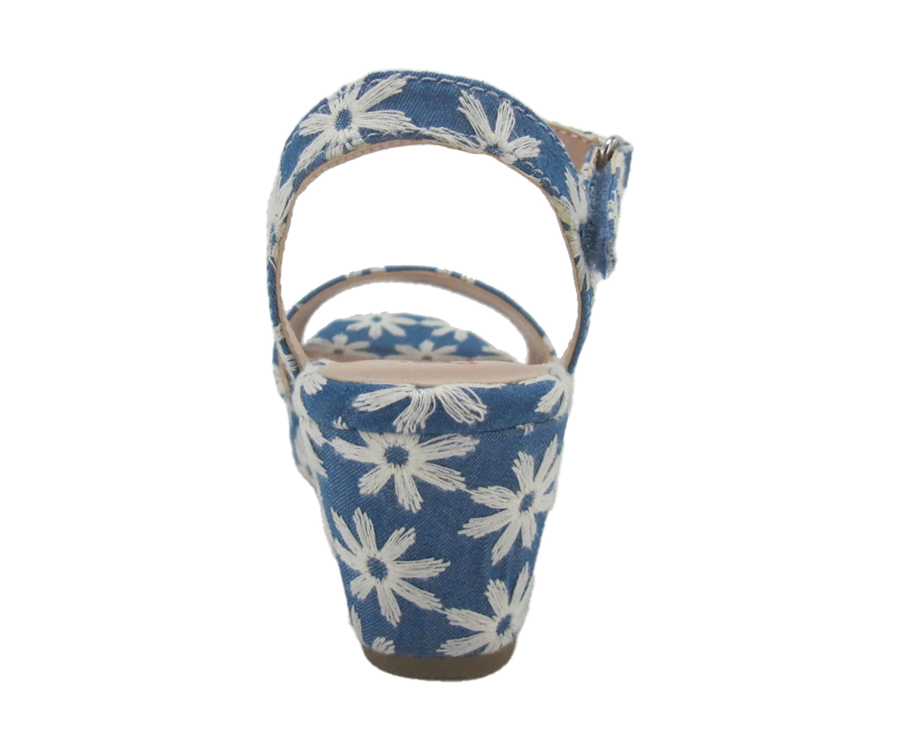 Youth Girls Scenery Denim Daisy Flatform Sandals