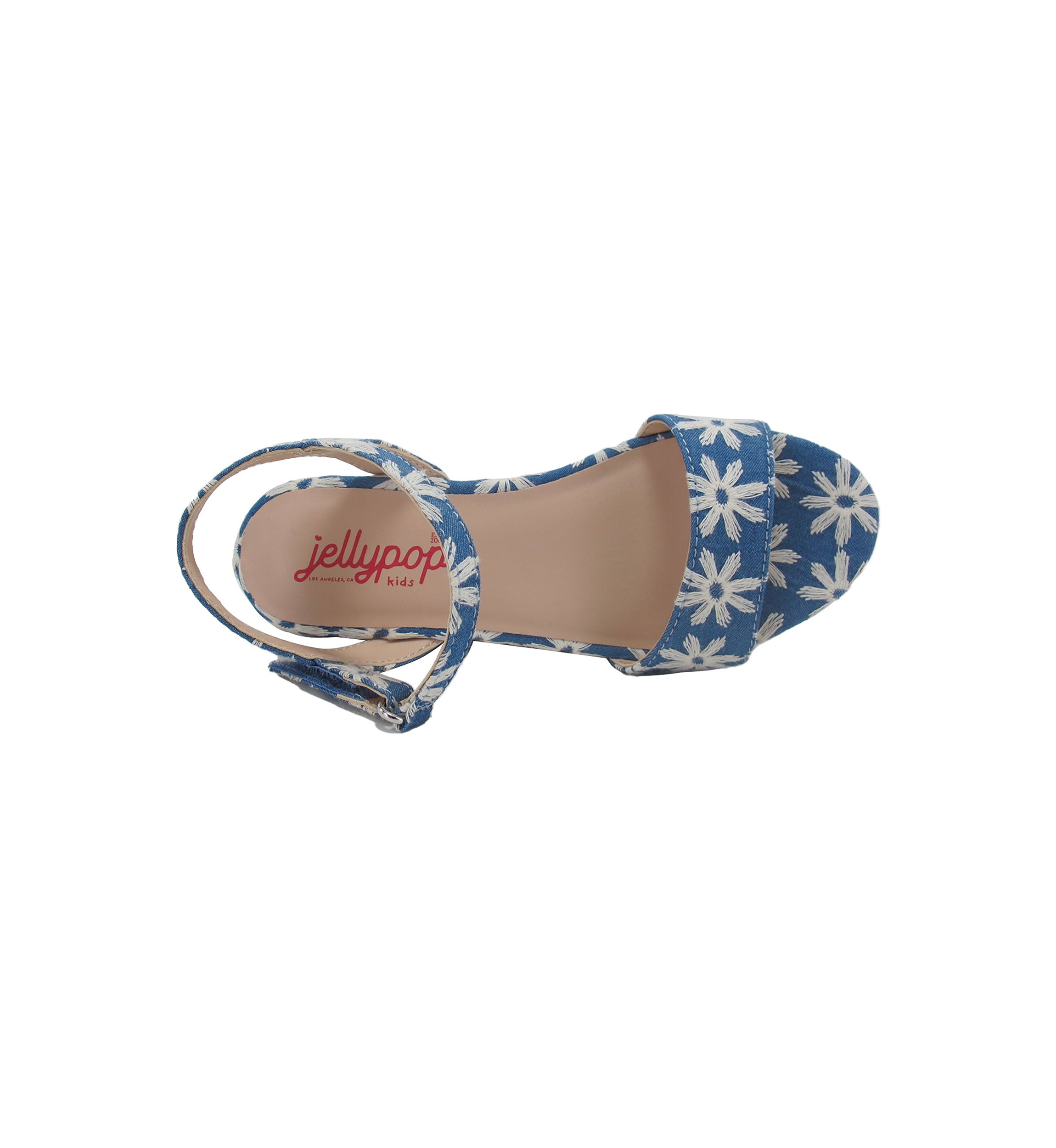 Youth Girls Scenery Denim Daisy Flatform Sandals