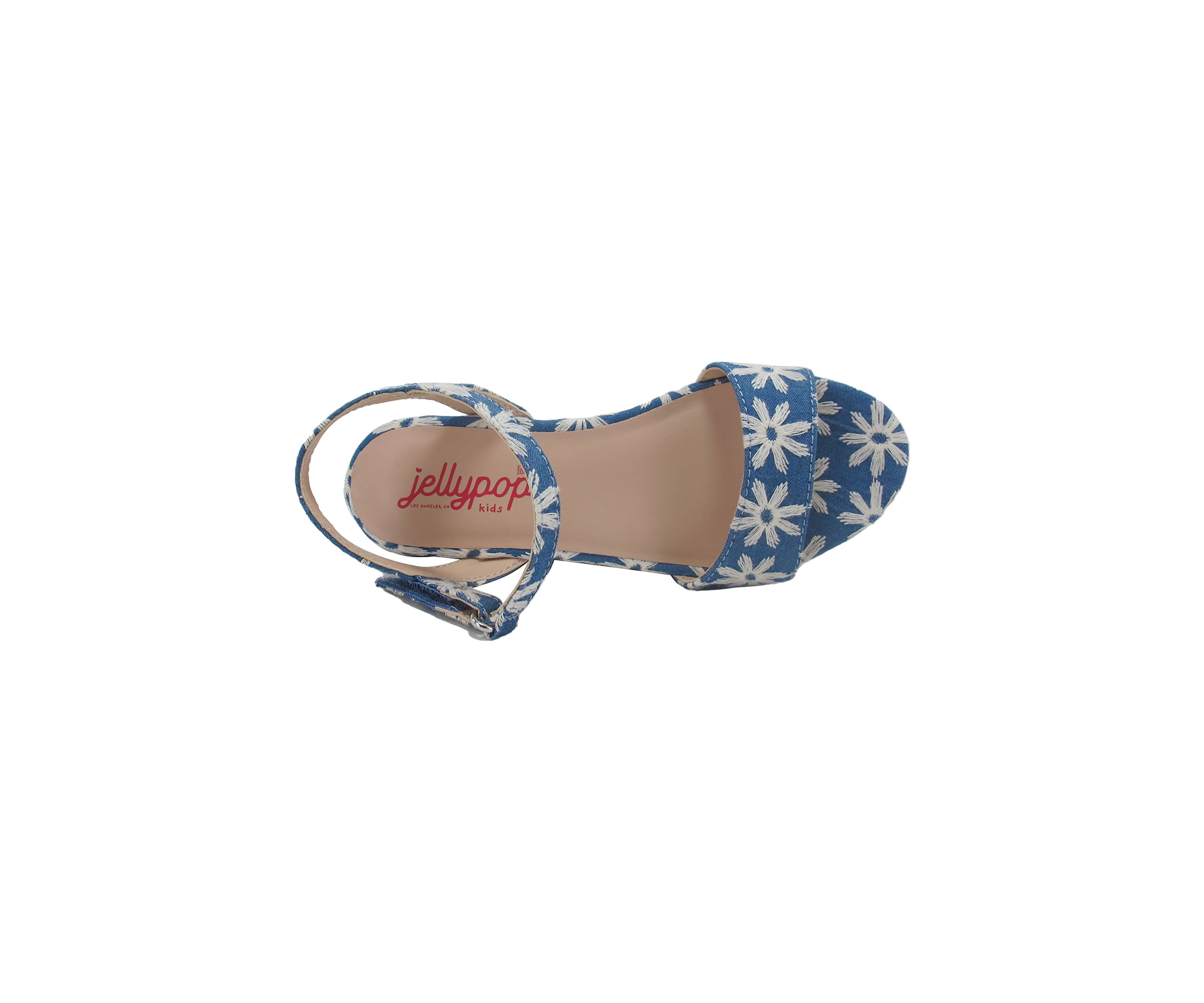 Youth Girls Scenery Denim Daisy Flatform Sandals