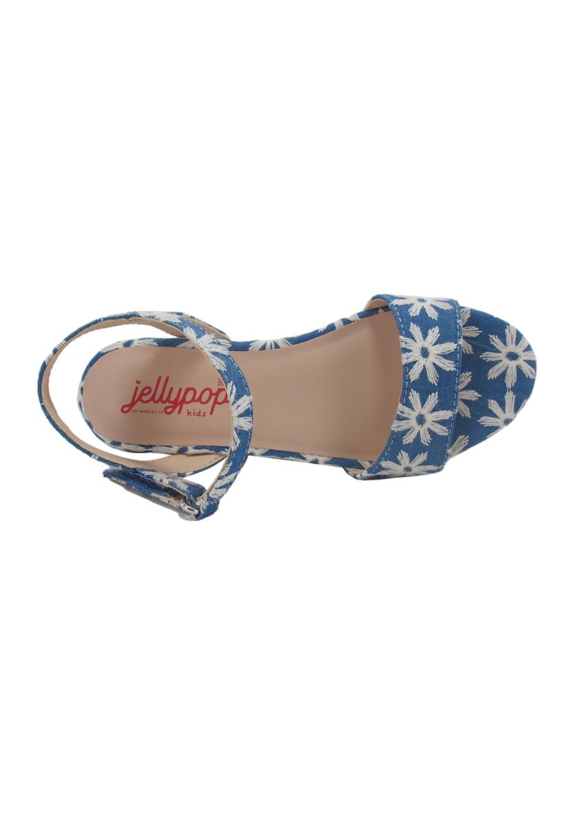 Youth Girls Scenery Denim Daisy Flatform Sandals