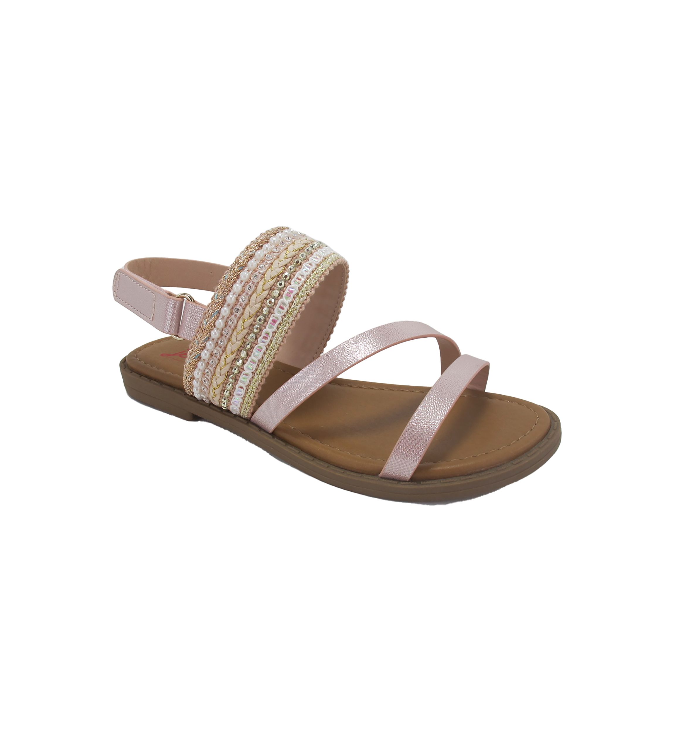 Youth Girls Shadow Beaded Strap Sandals