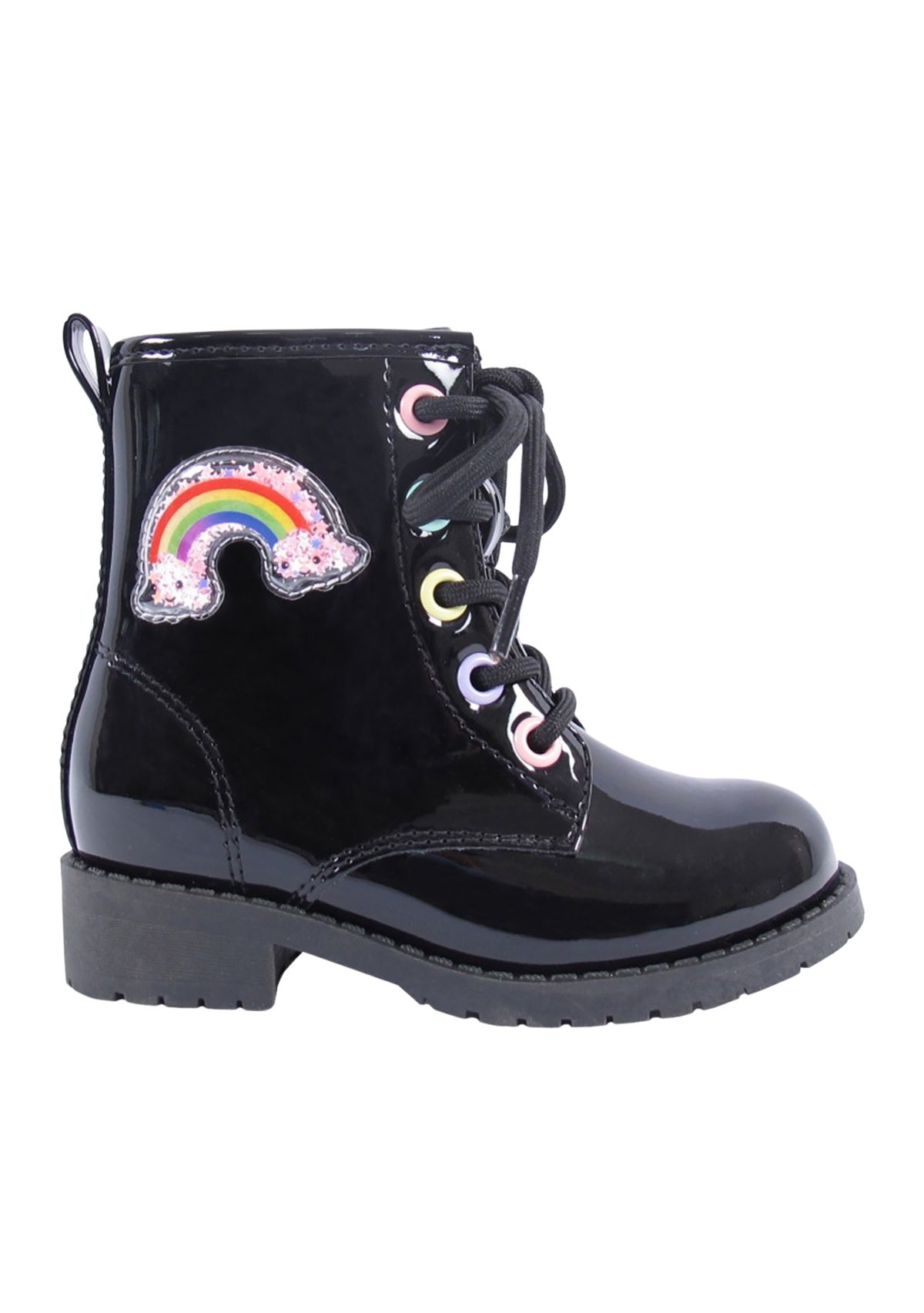 Toddler Girls Lil Pike Patent Rainbow Combat Boots