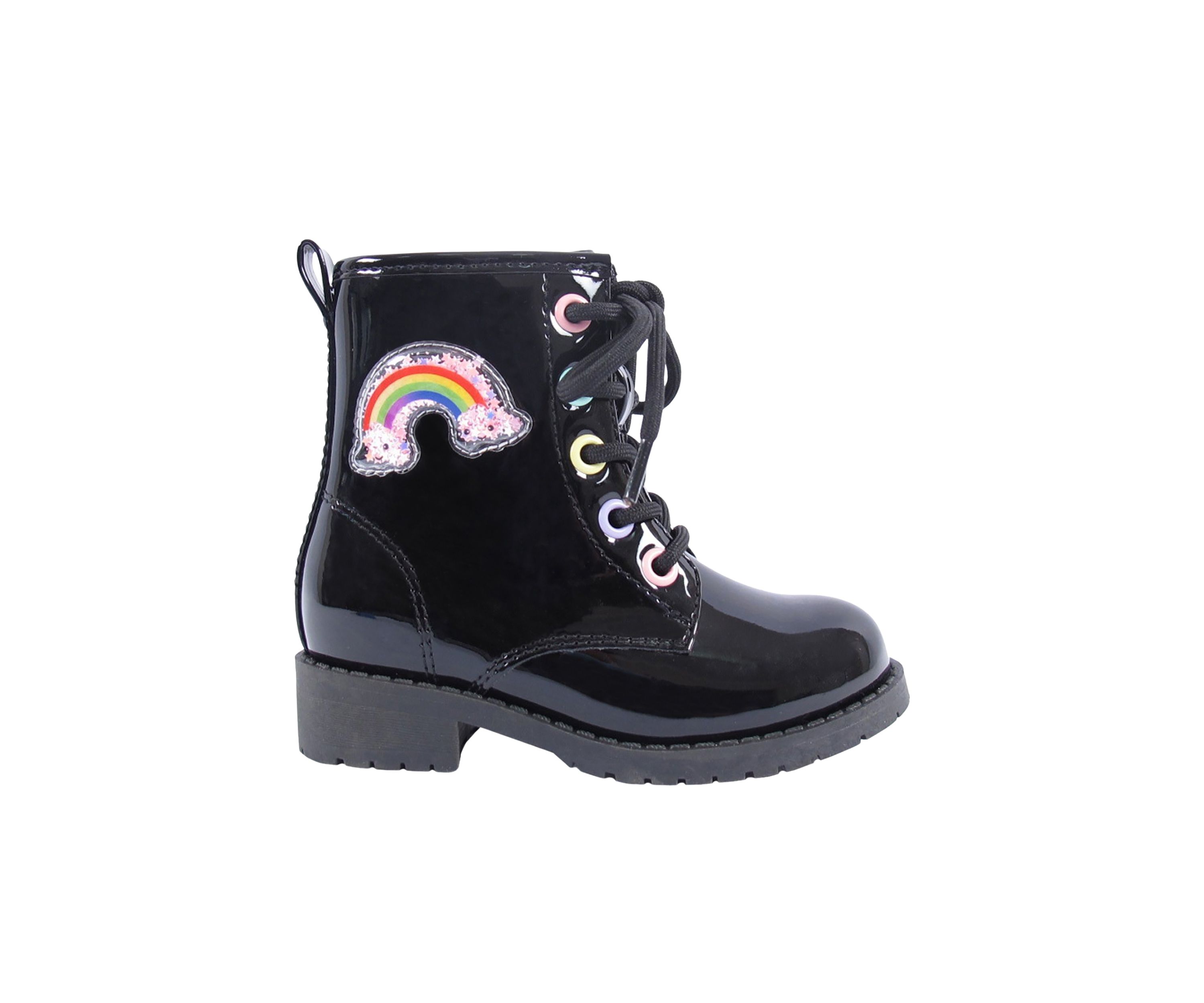 Toddler Girls Lil Pike Patent Rainbow Combat Boots