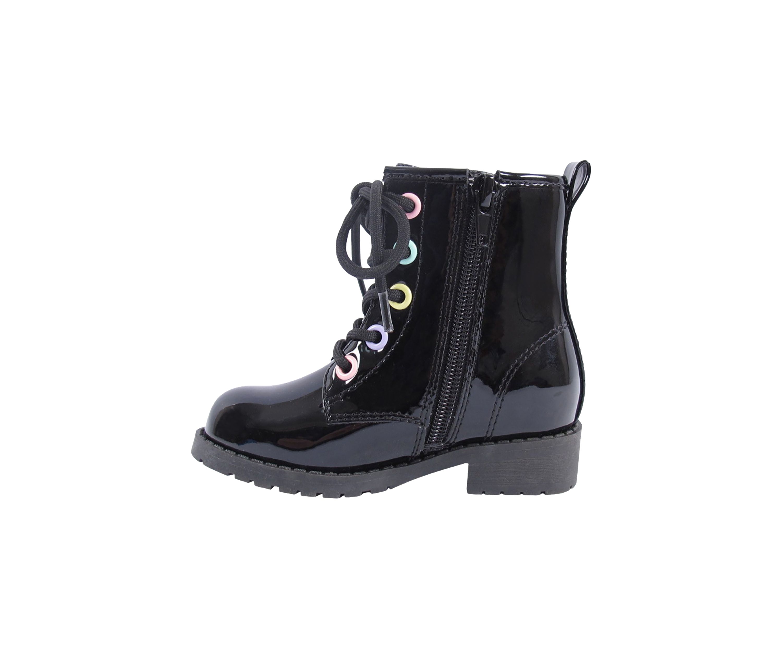 Toddler Girls Lil Pike Patent Rainbow Combat Boots