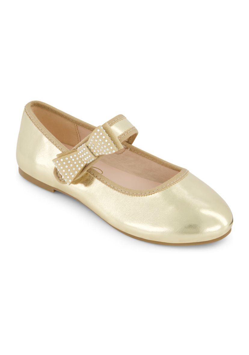 girls gold dress shoes Kushyshoo Kids Shoes, Little Mary Jane 1.5in Chunky Low Heel for Wedding Party Princess 2M Details Weight Tiffany Shoes - Gold