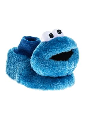 Sesame Street Toddler Boys Happy Cookie Monster Dual Sizes Slippers, Blue, 5M Big Kid