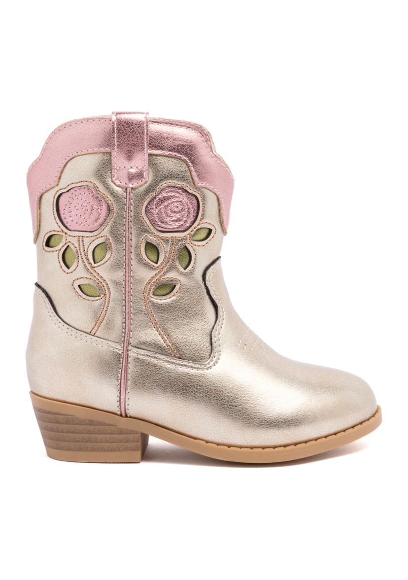 Little Kid Girls Rosette Western Boots